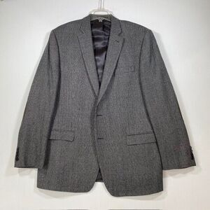 Lauren Ralph Lauren Men's‎ Gray Black Tweed 100% Wool Blazer 46L RN90736